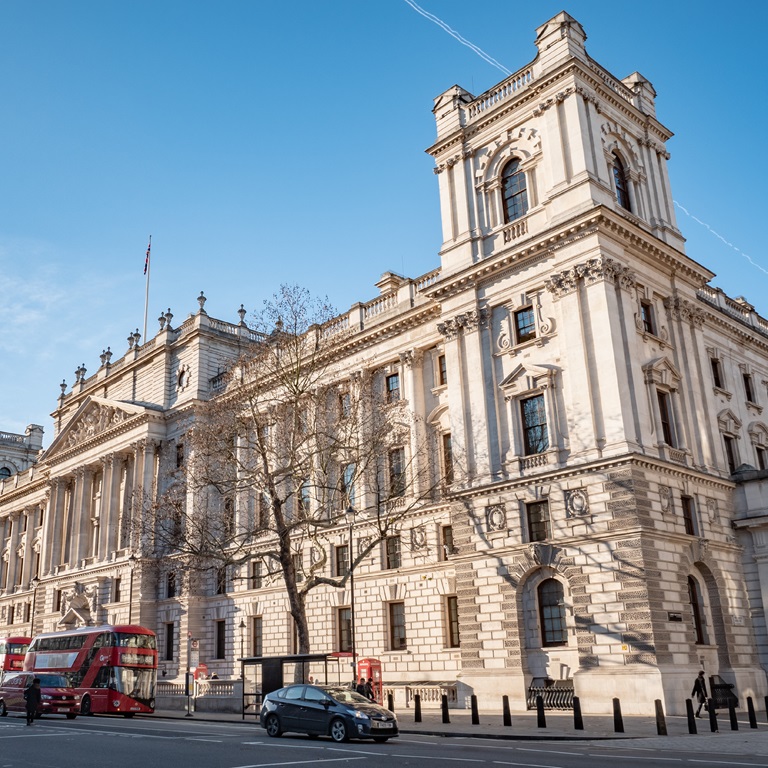 Street traffic around a government building
