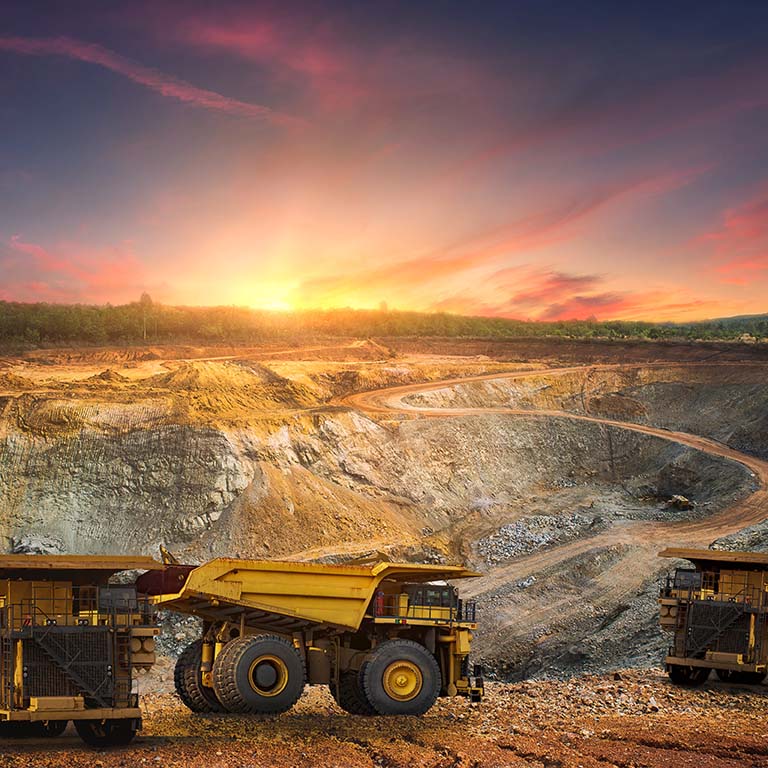 Truck loading minerals gold mine