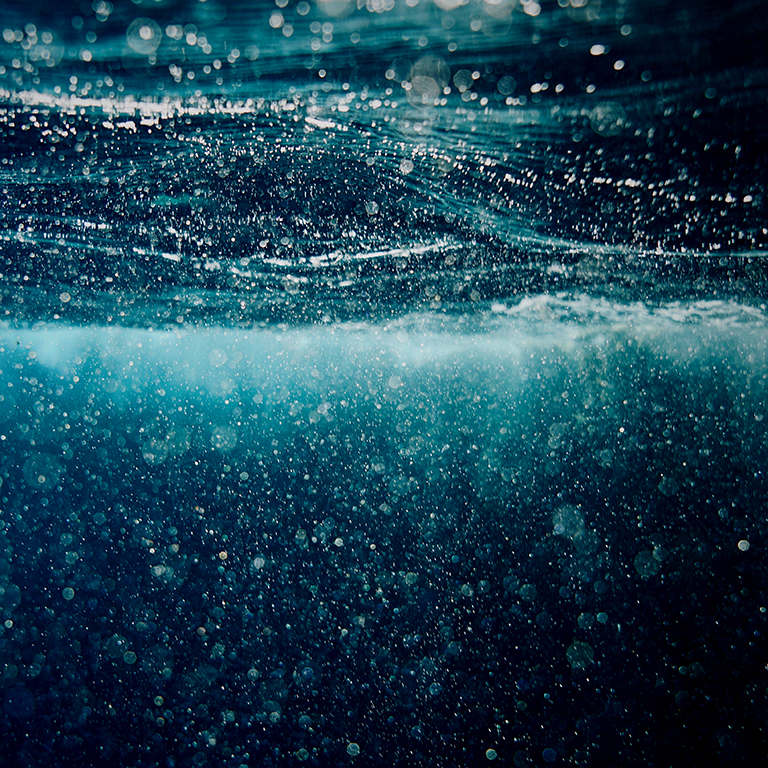 Underwater, water splash