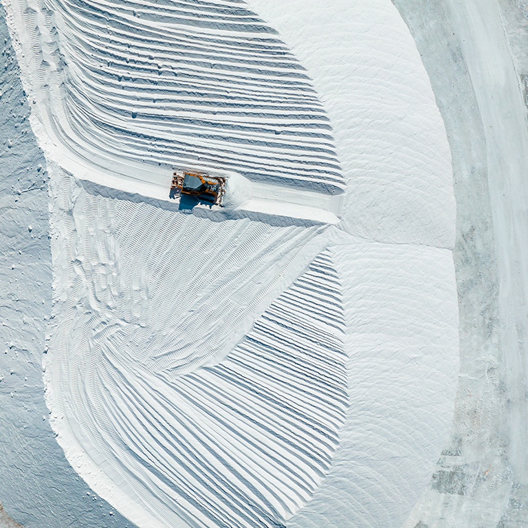 White sand mining tractor