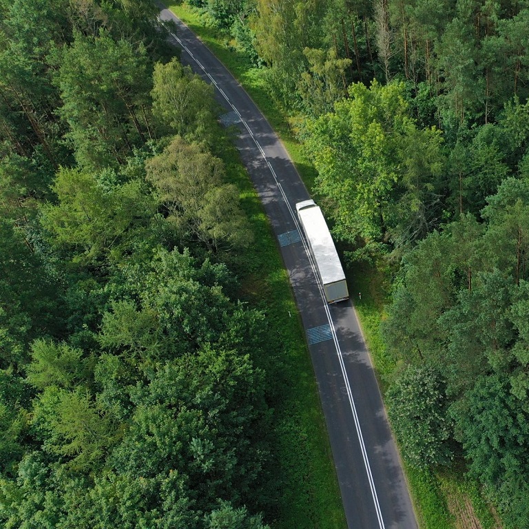 White truck transport on road cargo