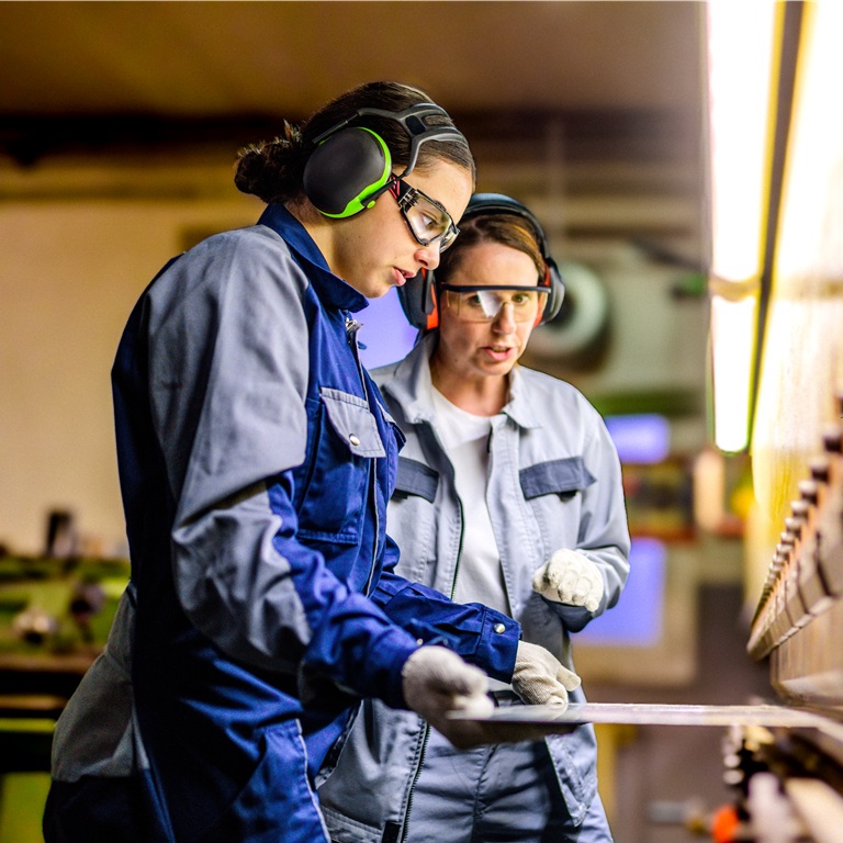 Women working together in a factory